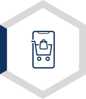 Shopping cart on mobile icon