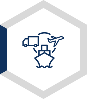 Hexagonal logo with abstract design