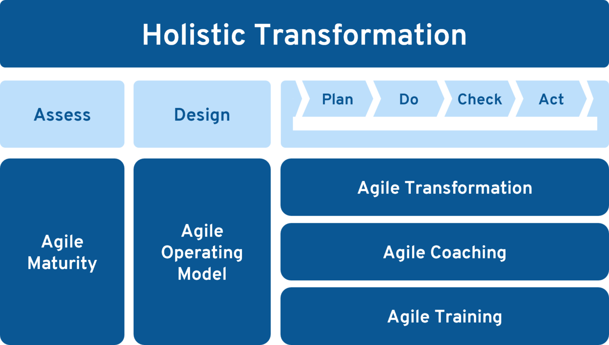 Agile transformation process infographic.