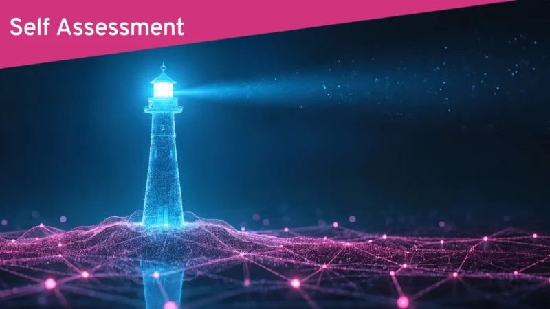 Digitaler Leuchtturm als Symbol für AI-native Maturity Self Assessment und KI-Reifeanalyse.