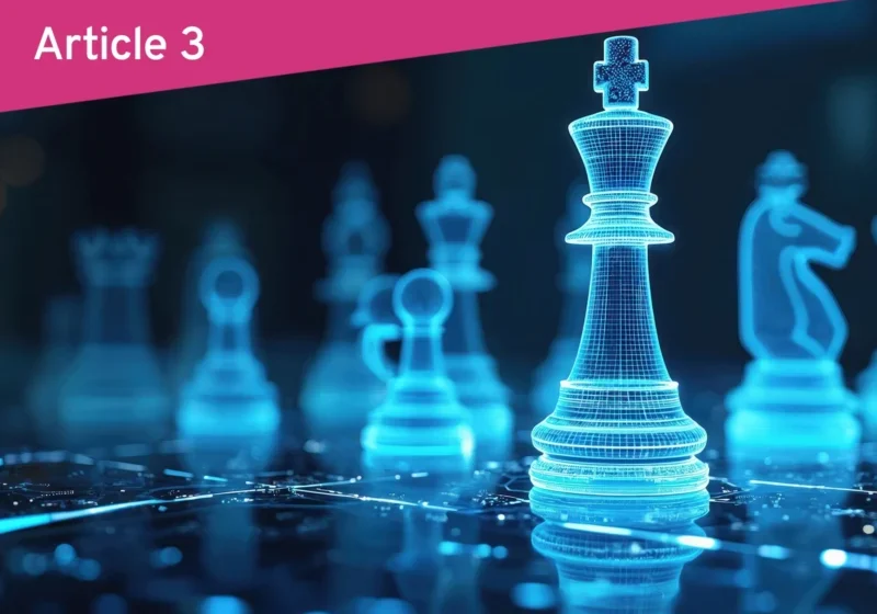 Leuchtende Schachfiguren als Symbol für die Bewertung von Data Maturity und Governance.